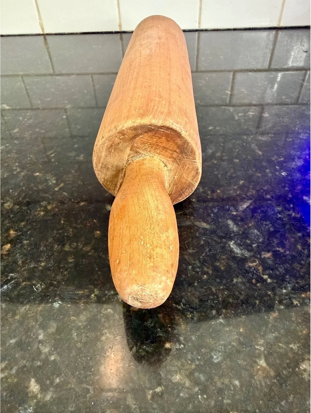 Vintage Wooden Rolling Pin Double Handle Farmhouse Kitchen Baking Decor